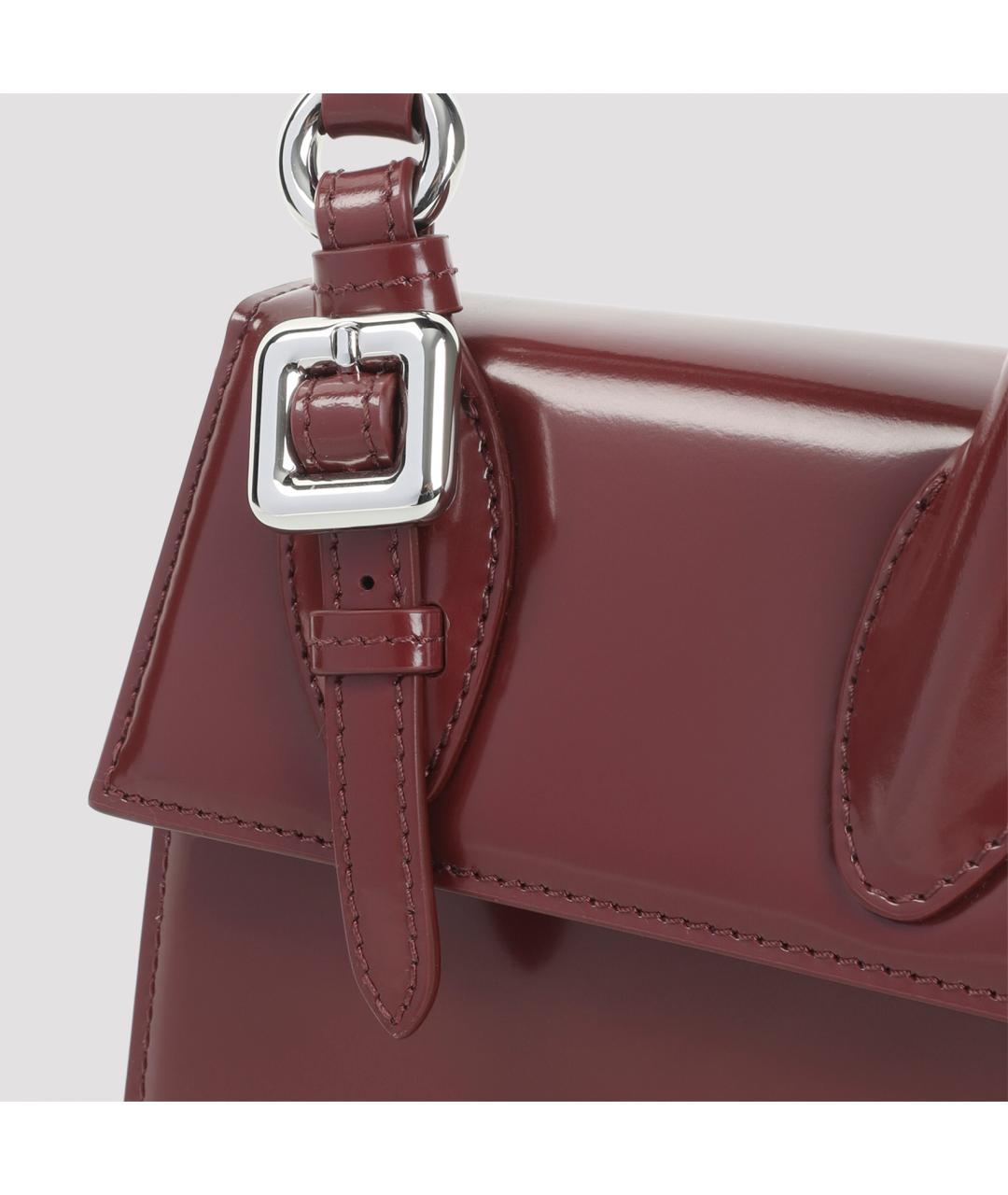 JACQUEMUS Бордовая кожаная сумка с короткими ручками, фото 4