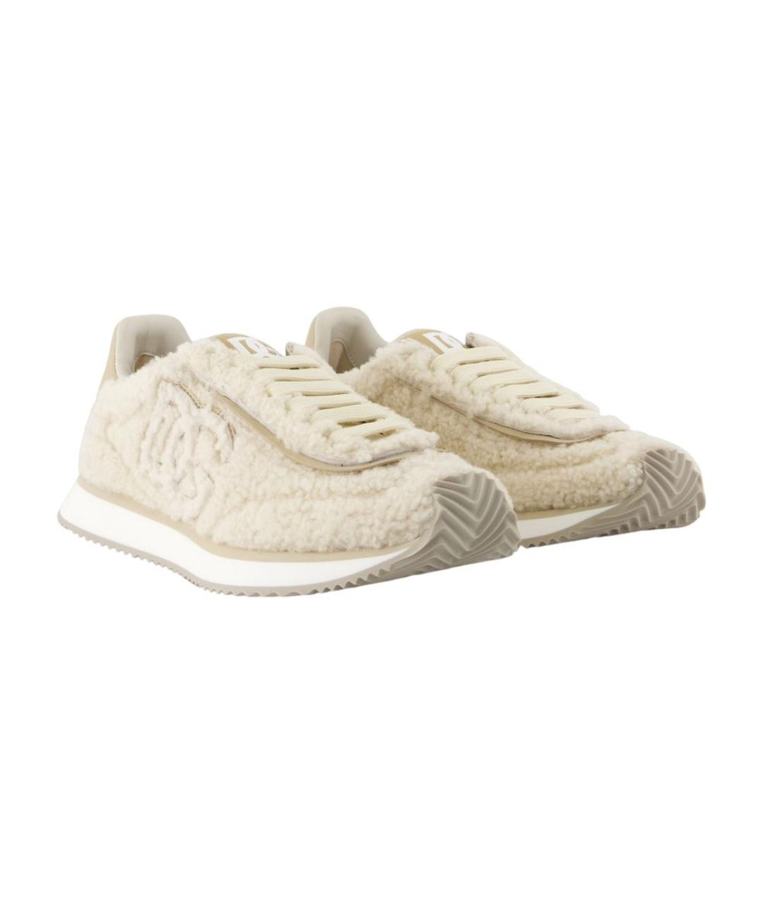 DOLCE&GABBANA Бежевые кожаные кроссовки, фото 2