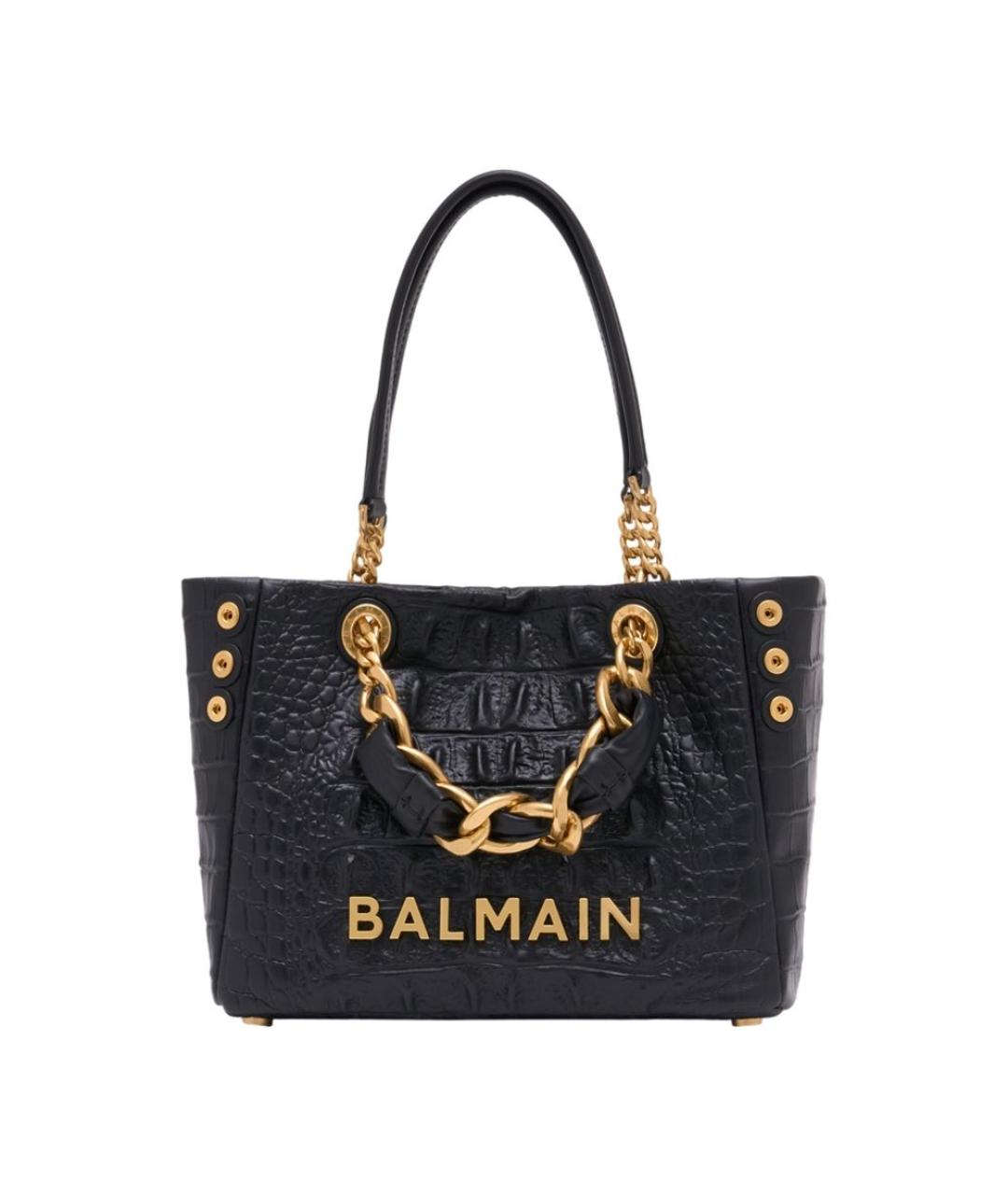 BALMAIN Черная кожаная сумка тоут, фото 1