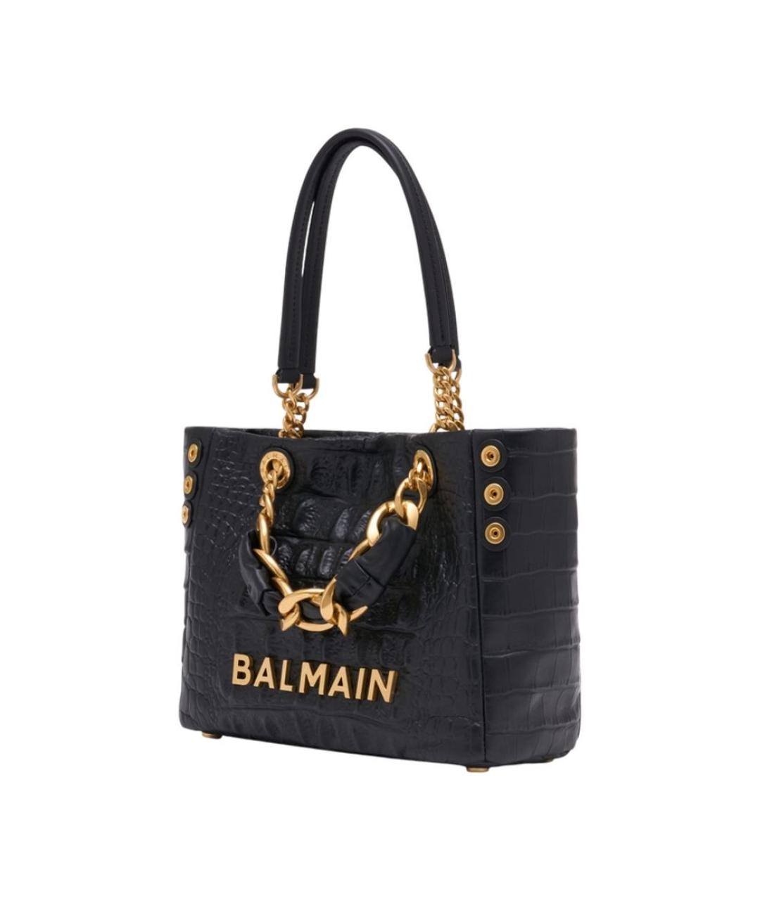BALMAIN Черная кожаная сумка тоут, фото 2