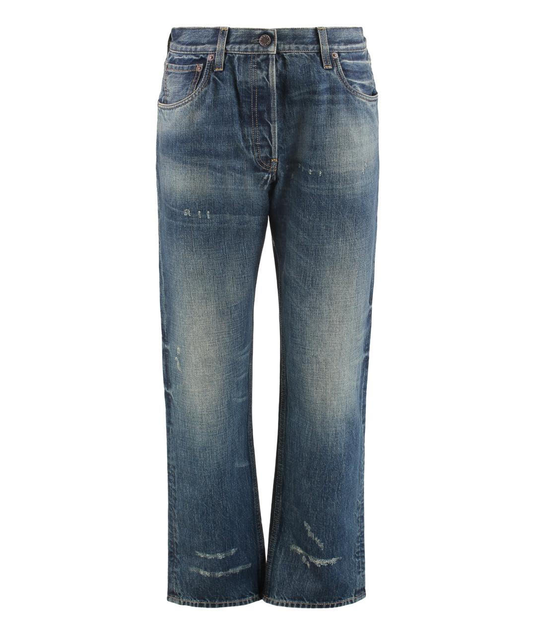 PRADA Синие хлопковые прямые джинсы, фото 1