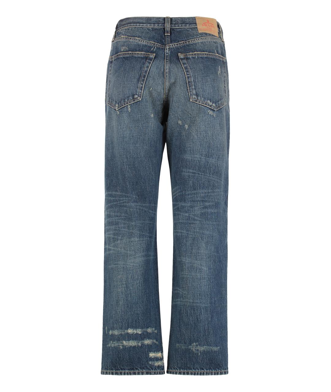 PRADA Синие хлопковые прямые джинсы, фото 2