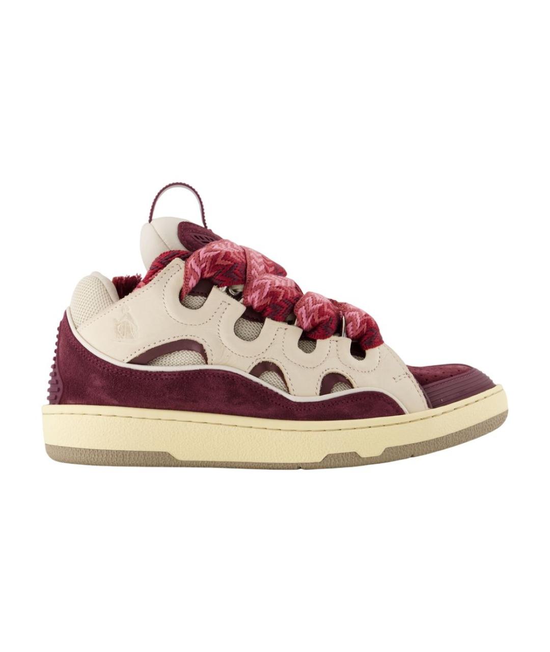 LANVIN Бордовые синтетические кеды, фото 1