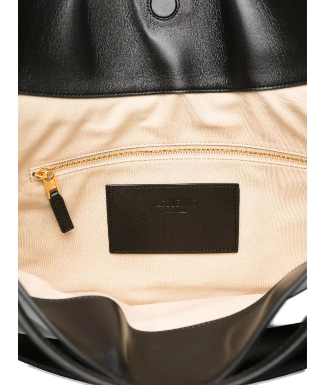 JACQUEMUS Черная кожаная сумка через плечо, фото 5