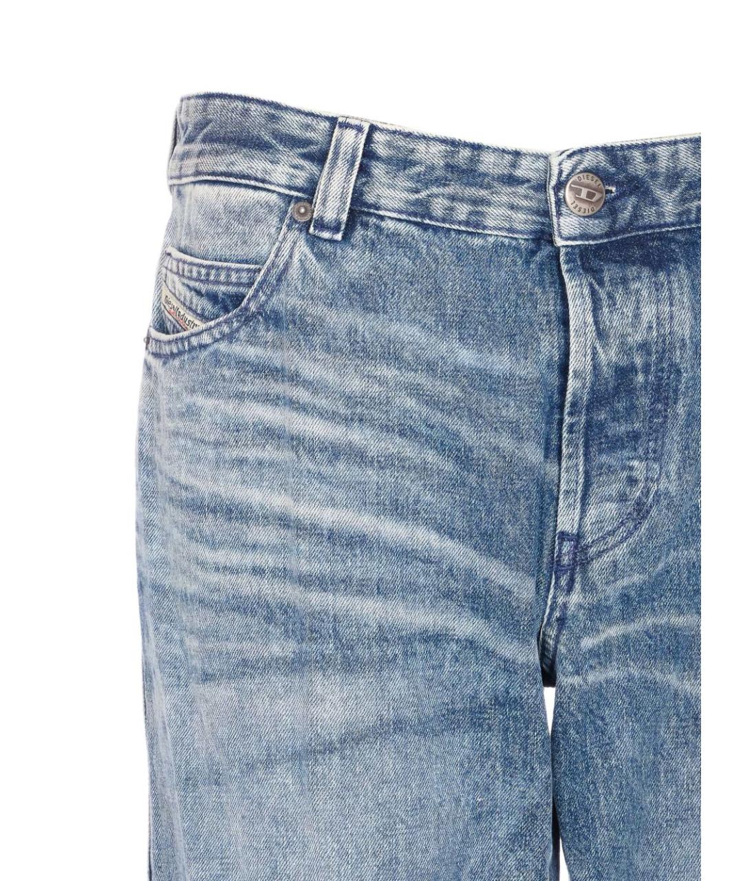 DIESEL Голубые хлопковые прямые джинсы, фото 4