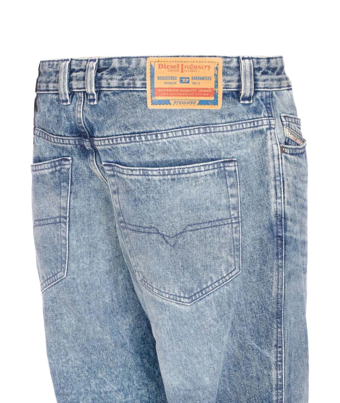 DIESEL Голубые хлопковые прямые джинсы, фото 3