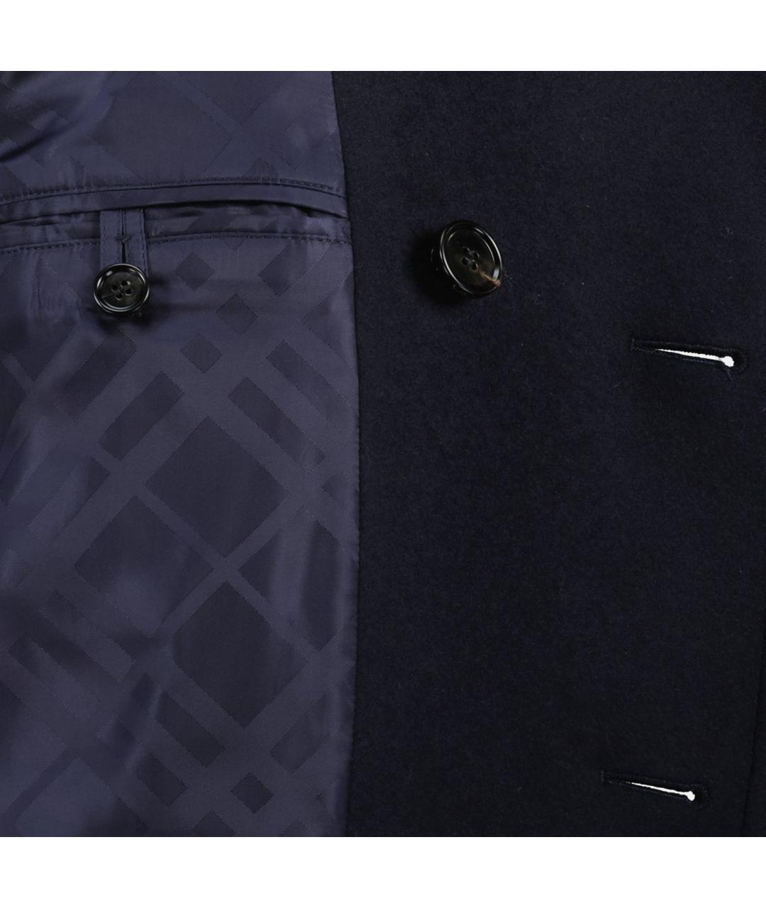 BURBERRY Темно-синее шерстяное пальто, фото 4