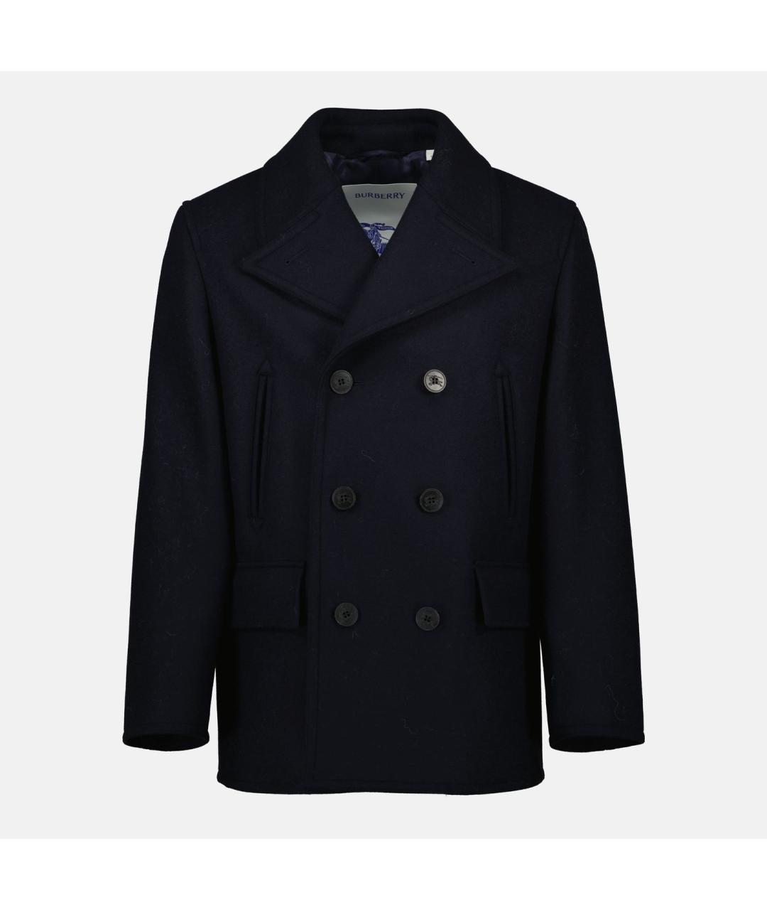 BURBERRY Темно-синее шерстяное пальто, фото 5