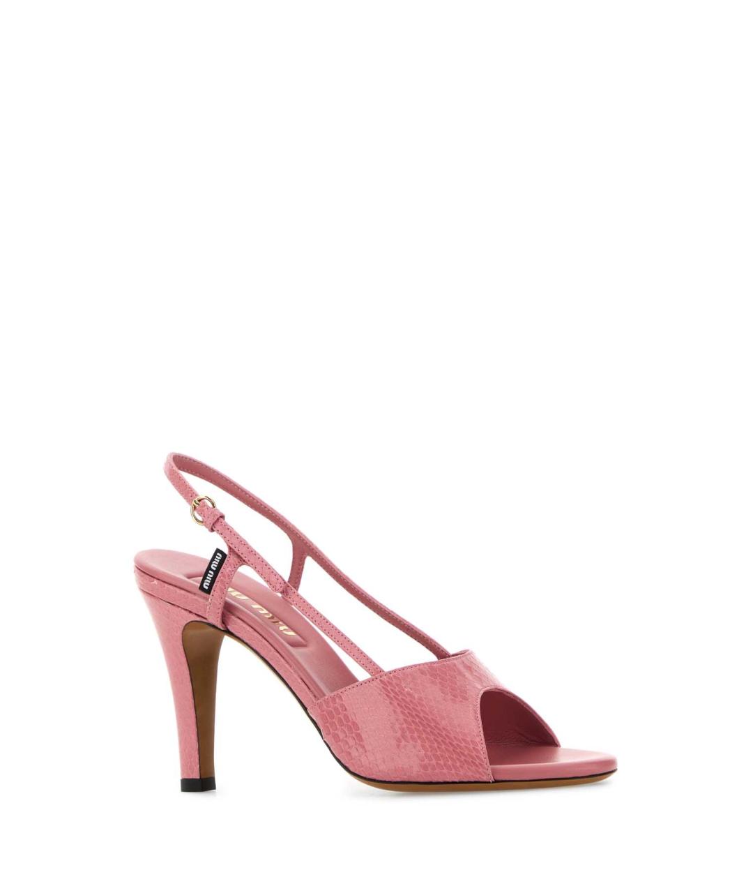 MIU MIU Розовые кожаные босоножки, фото 2