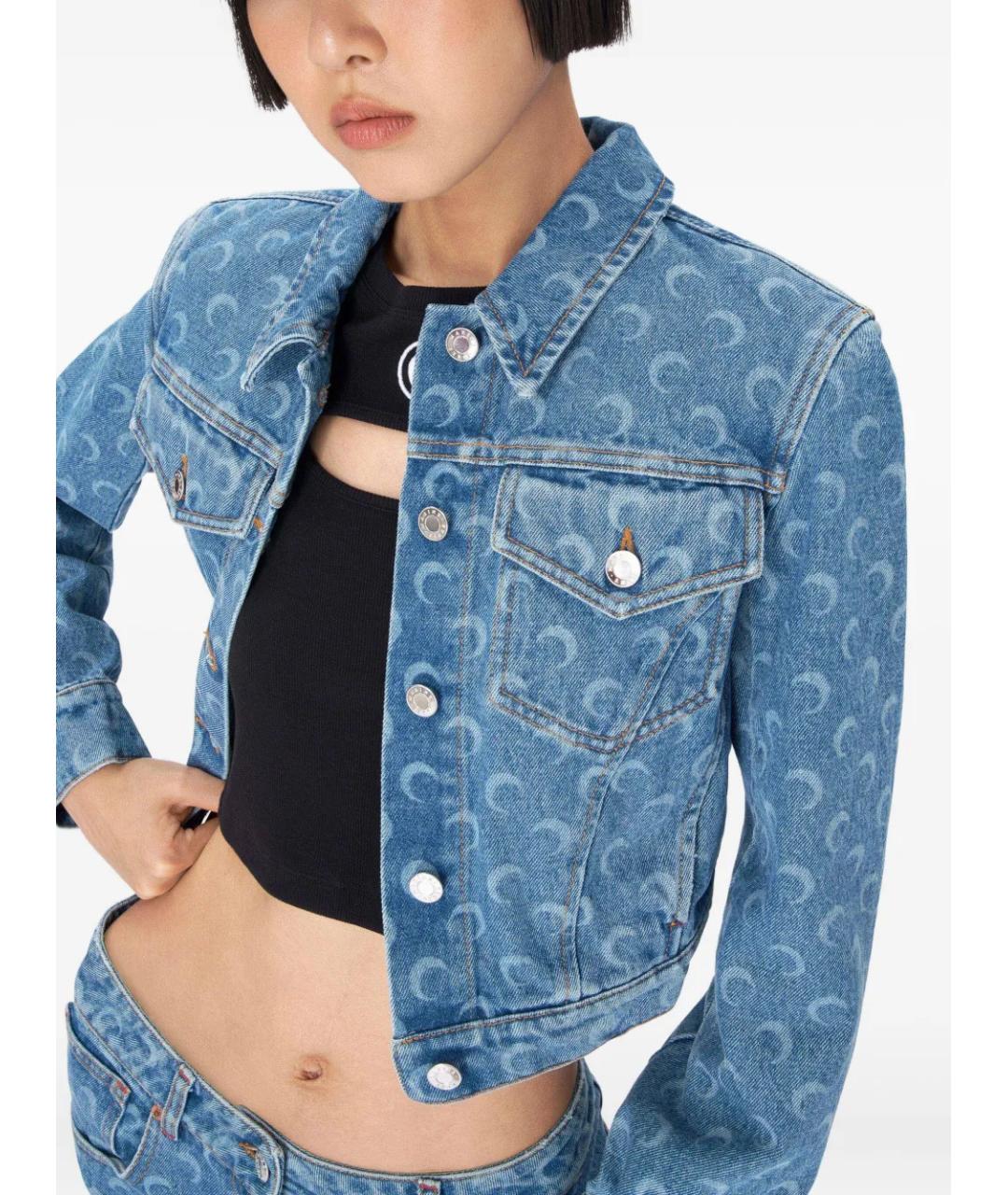 MARINE SERRE Голубая хлопковая куртка, фото 3