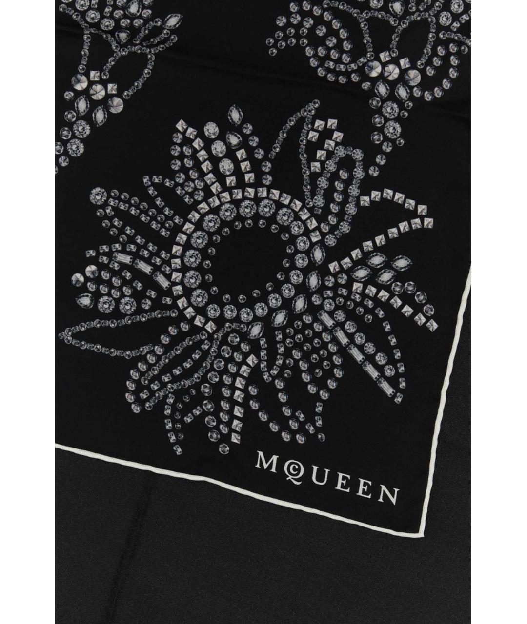 ALEXANDER MCQUEEN Черный шелковый шарф, фото 2