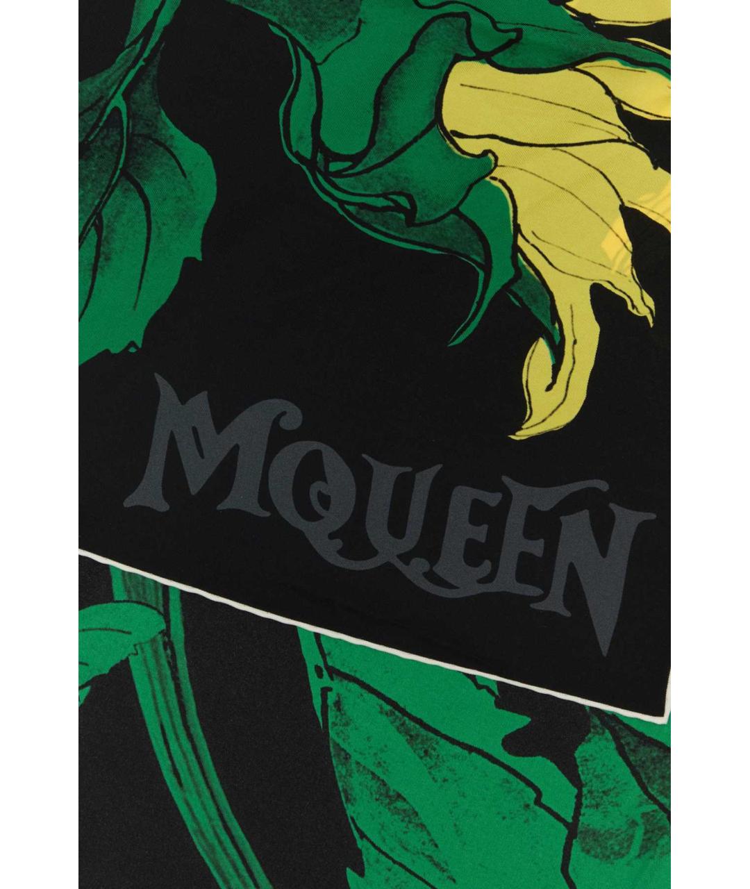 ALEXANDER MCQUEEN Черный шелковый шарф, фото 2