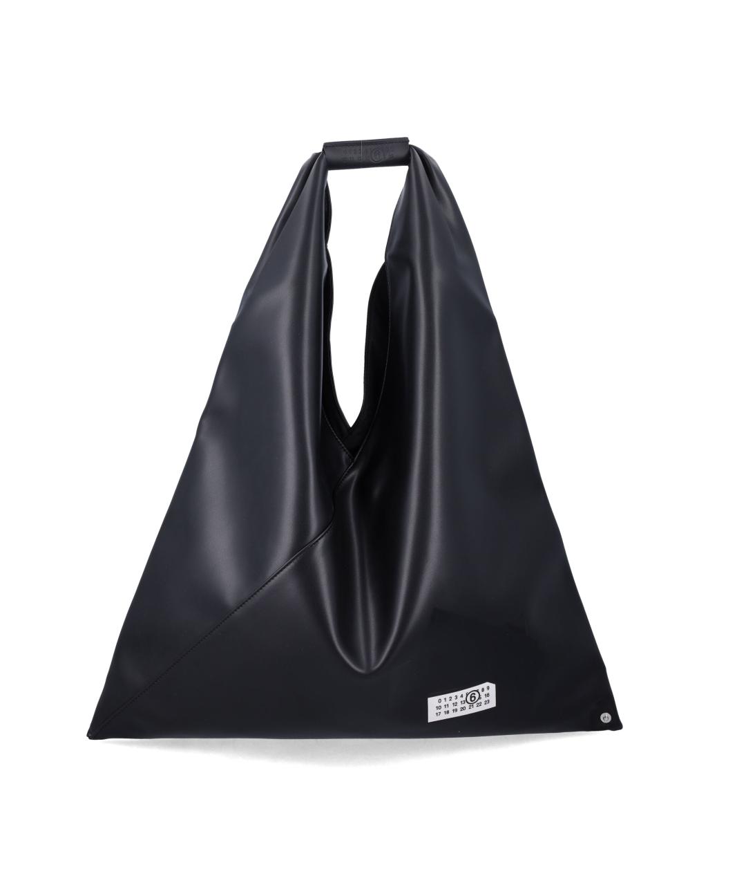 MM6 MAISON MARGIELA Черная кожаная сумка с короткими ручками, фото 1