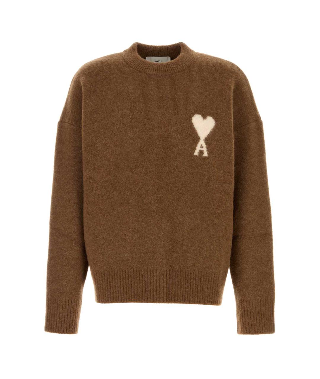 Ami Paris Коричневый шерстяной джемпер / свитер, фото 1