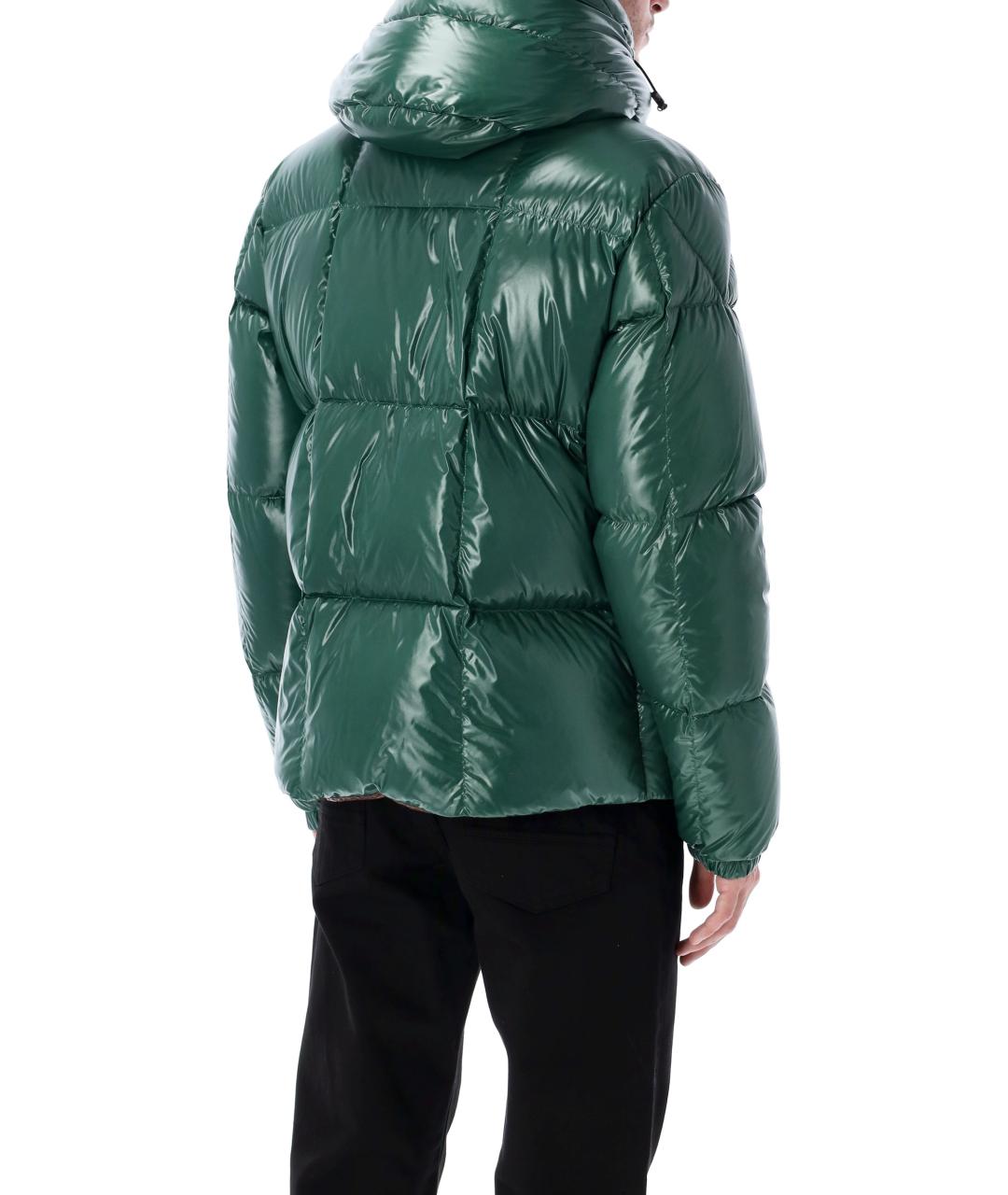 MONCLER Зеленый полиамидовый пуховик, фото 3