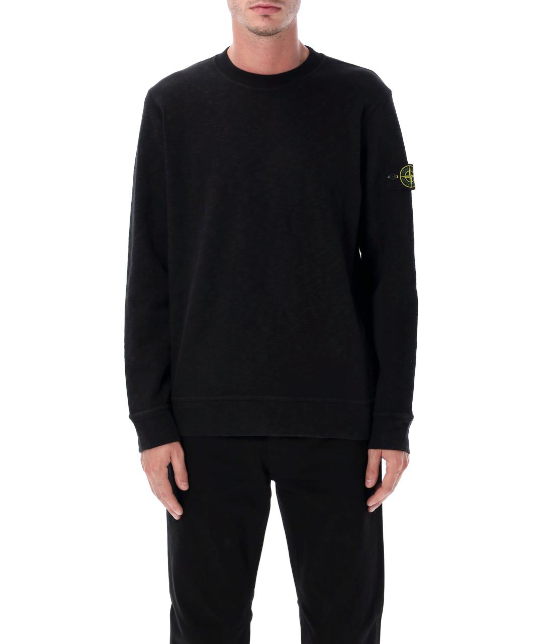 STONE ISLAND Черный хлопковый джемпер / свитер, фото 4