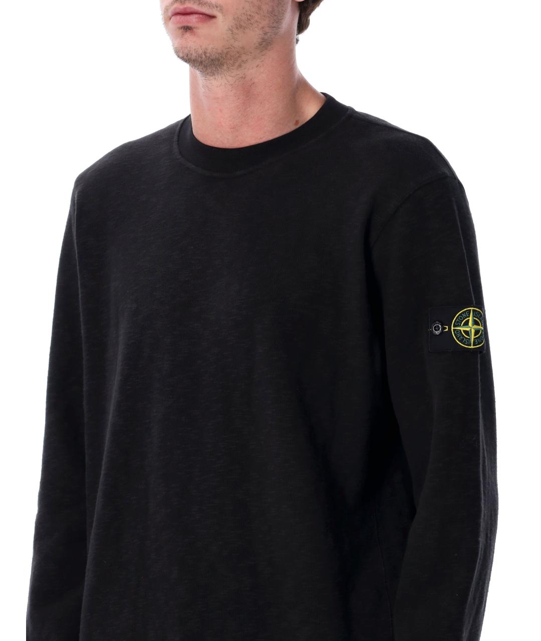 STONE ISLAND Черный хлопковый джемпер / свитер, фото 3