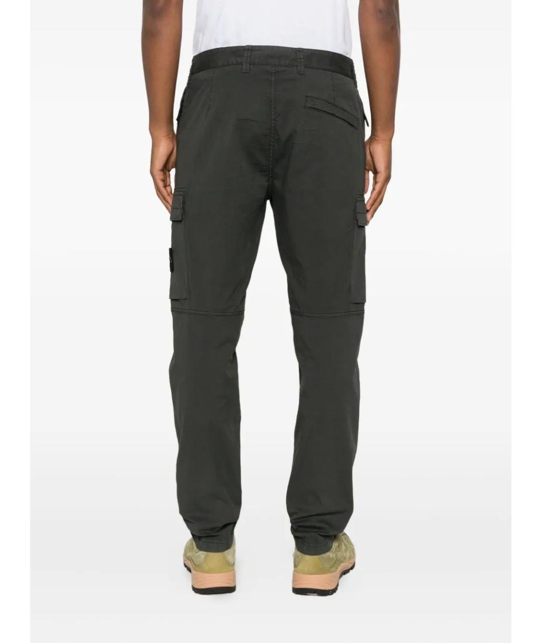 STONE ISLAND Зеленые хлопковые повседневные брюки, фото 4