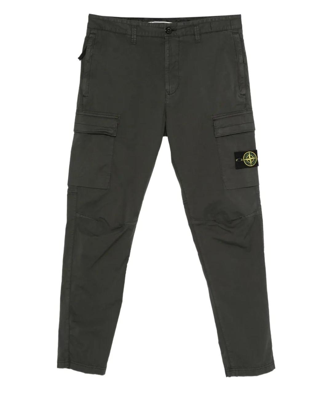 STONE ISLAND Зеленые хлопковые повседневные брюки, фото 1