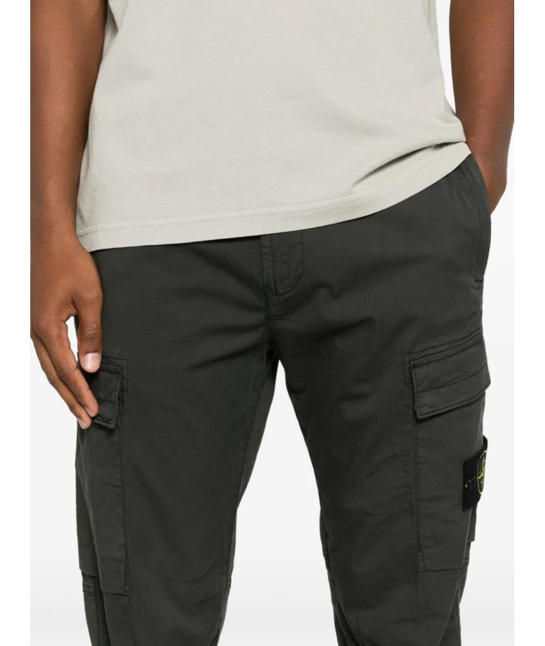 STONE ISLAND Зеленые хлопковые повседневные брюки, фото 5