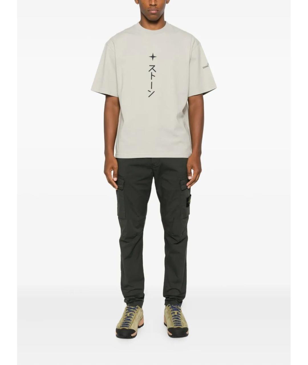 STONE ISLAND Зеленые хлопковые повседневные брюки, фото 2