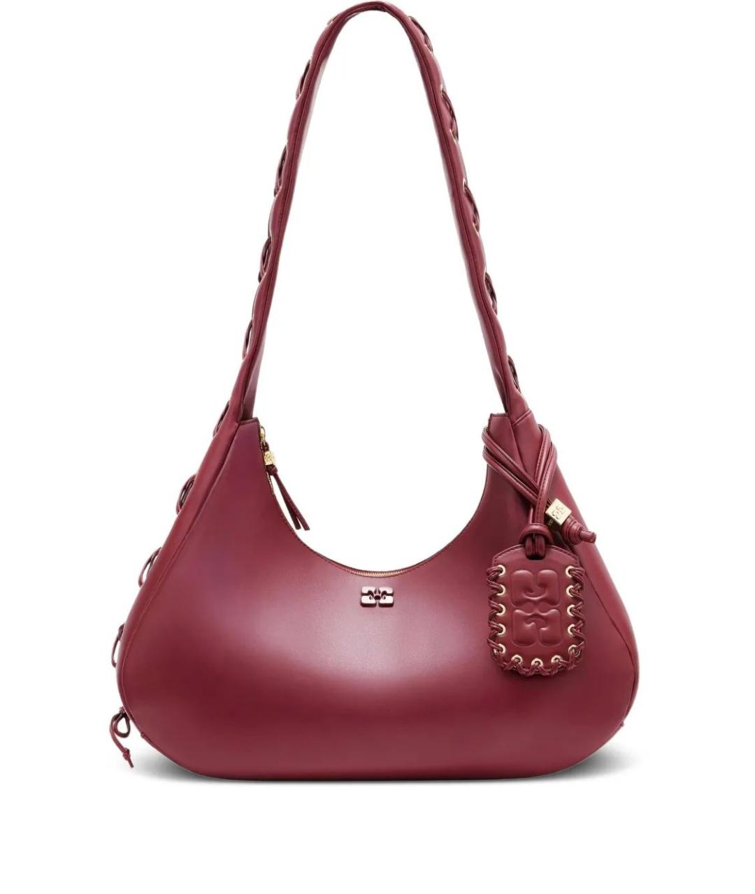 GANNI Бордовая кожаная сумка через плечо, фото 1