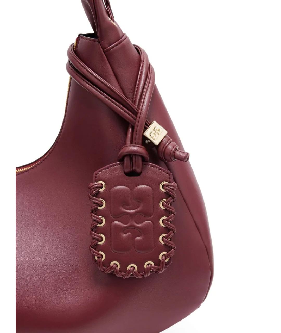 GANNI Бордовая кожаная сумка через плечо, фото 4