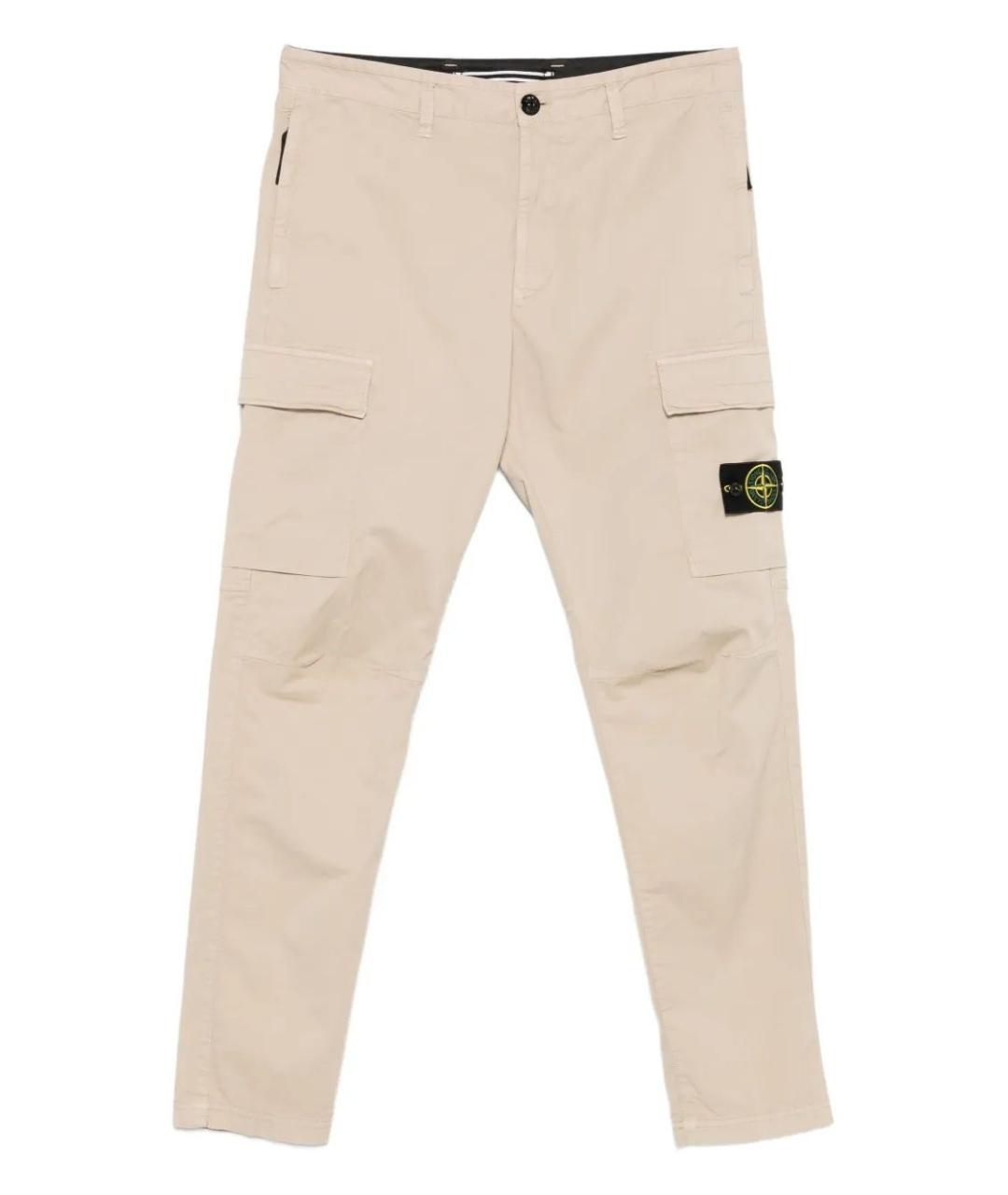 STONE ISLAND Бежевые хлопковые повседневные брюки, фото 1
