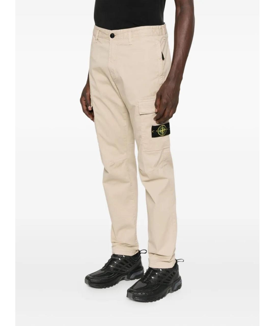 STONE ISLAND Бежевые хлопковые повседневные брюки, фото 3