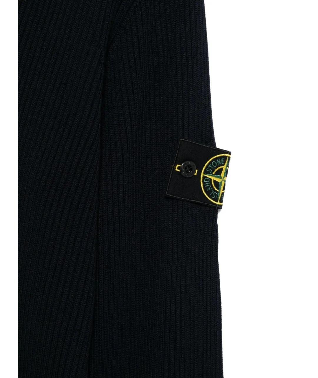 STONE ISLAND Темно-синяя шерстяная водолазка, фото 3