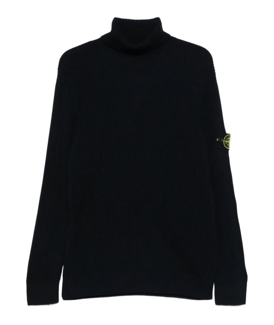 STONE ISLAND Темно-синяя шерстяная водолазка, фото 1