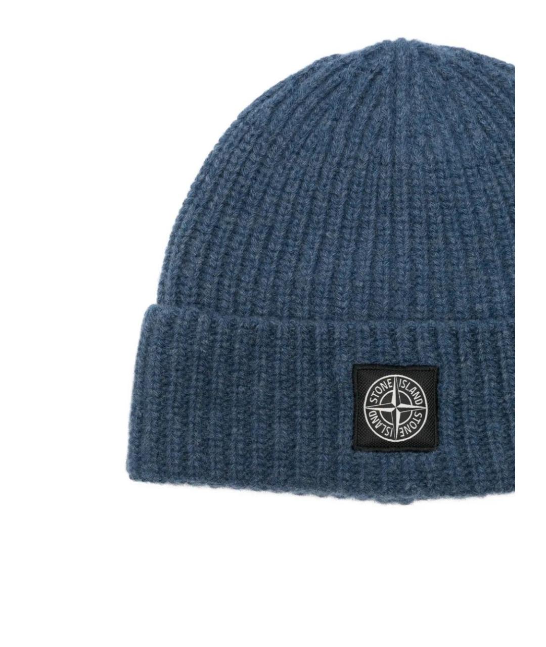 STONE ISLAND Синяя шерстяная шапка, фото 3