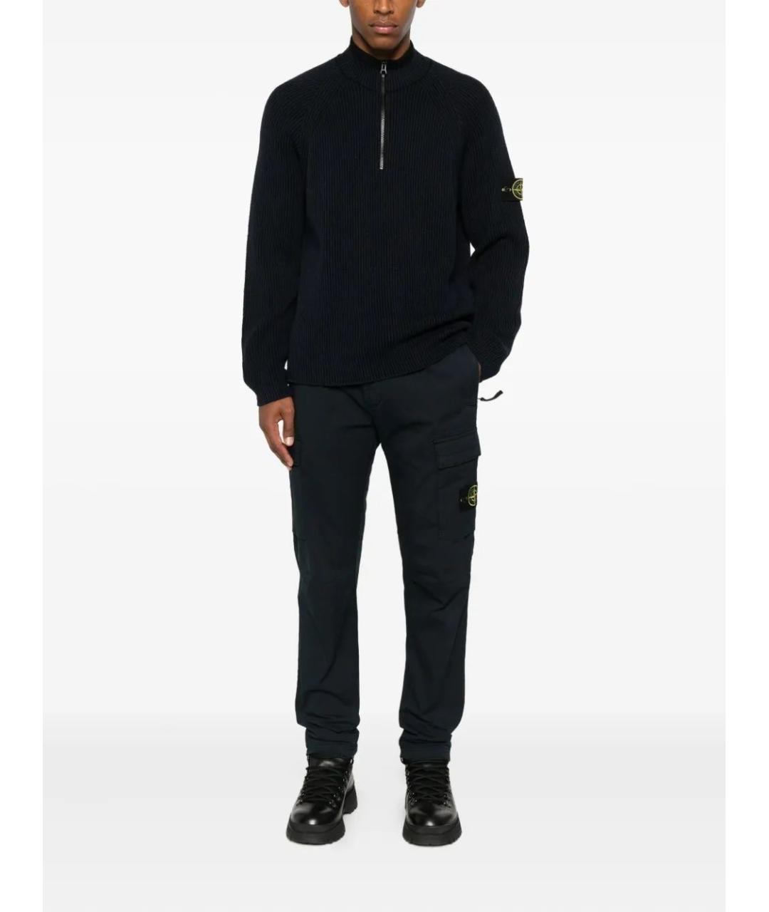 STONE ISLAND Темно-синий шерстяной джемпер / свитер, фото 2