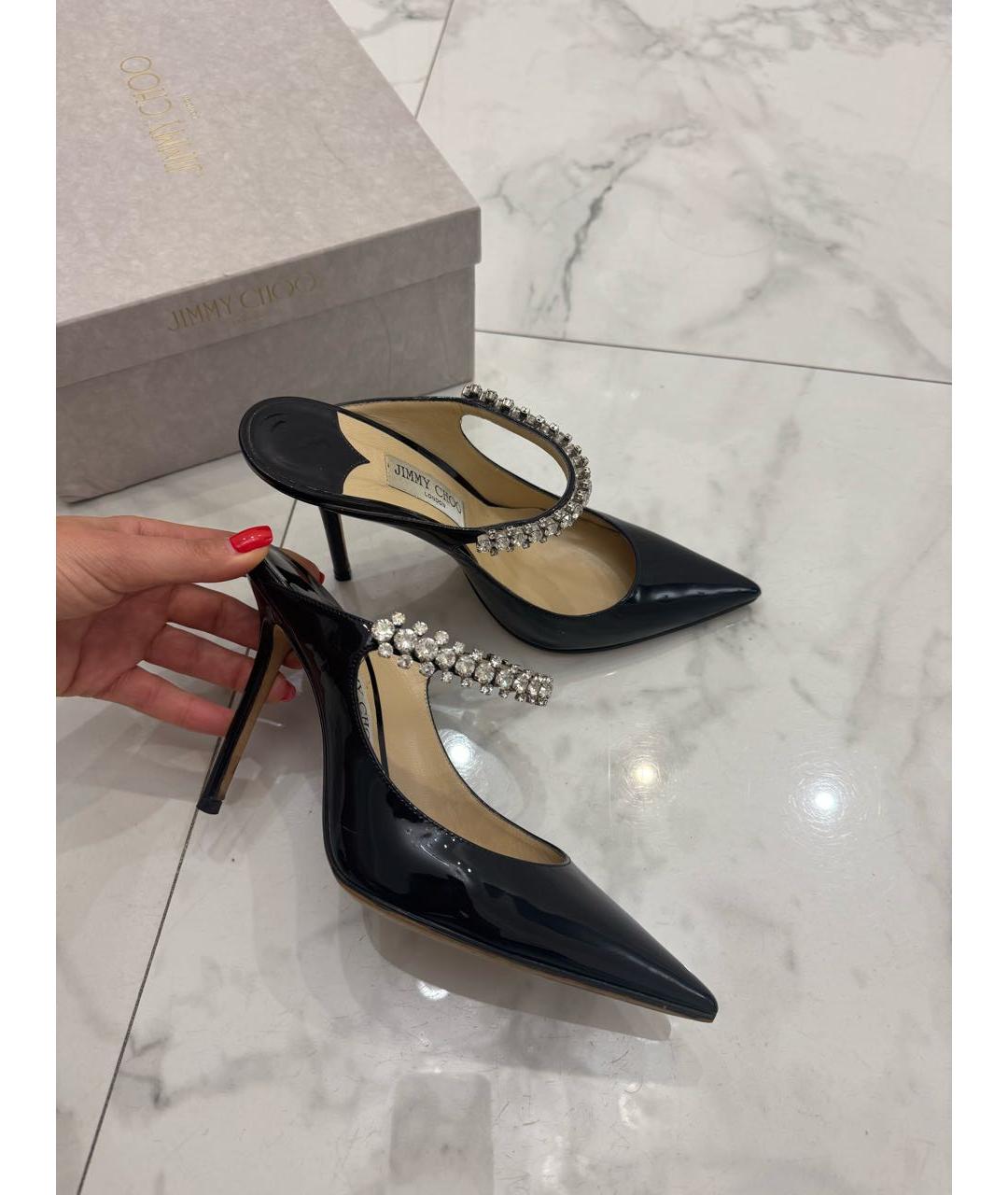 JIMMY CHOO Черные мюли из лакированной кожи, фото 5
