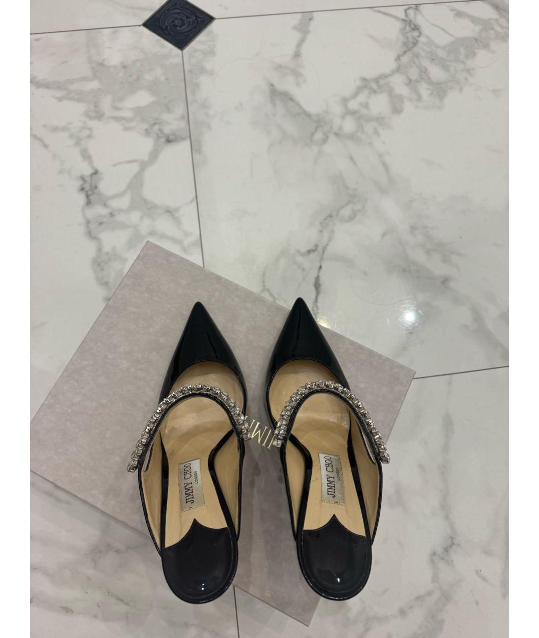 JIMMY CHOO Черные мюли из лакированной кожи, фото 3