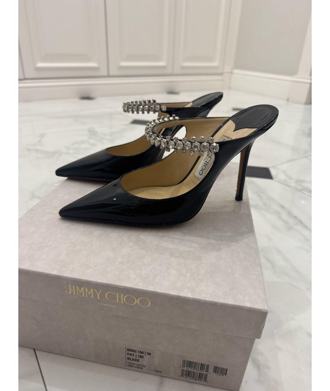 JIMMY CHOO Черные мюли из лакированной кожи, фото 6