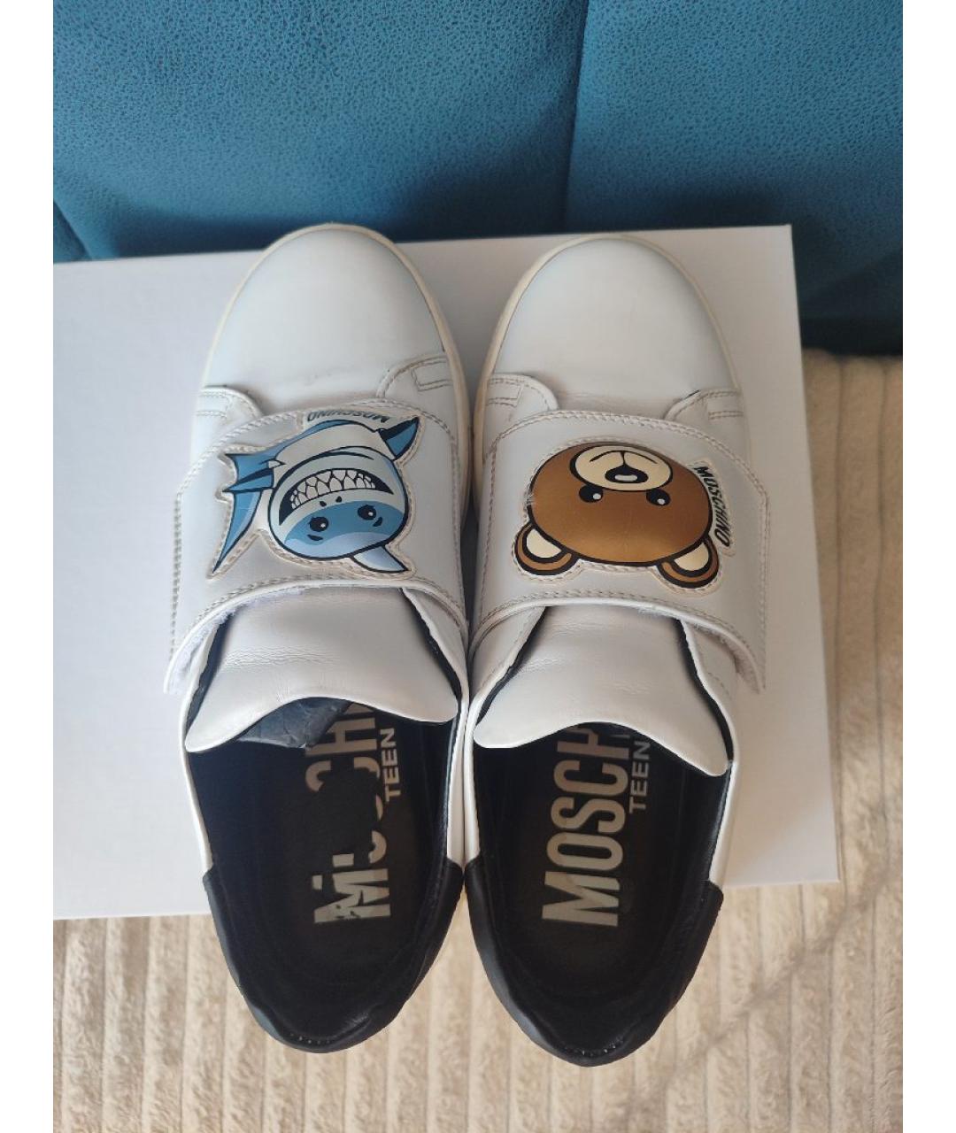MOSCHINO Белые кожаные кеды, фото 3
