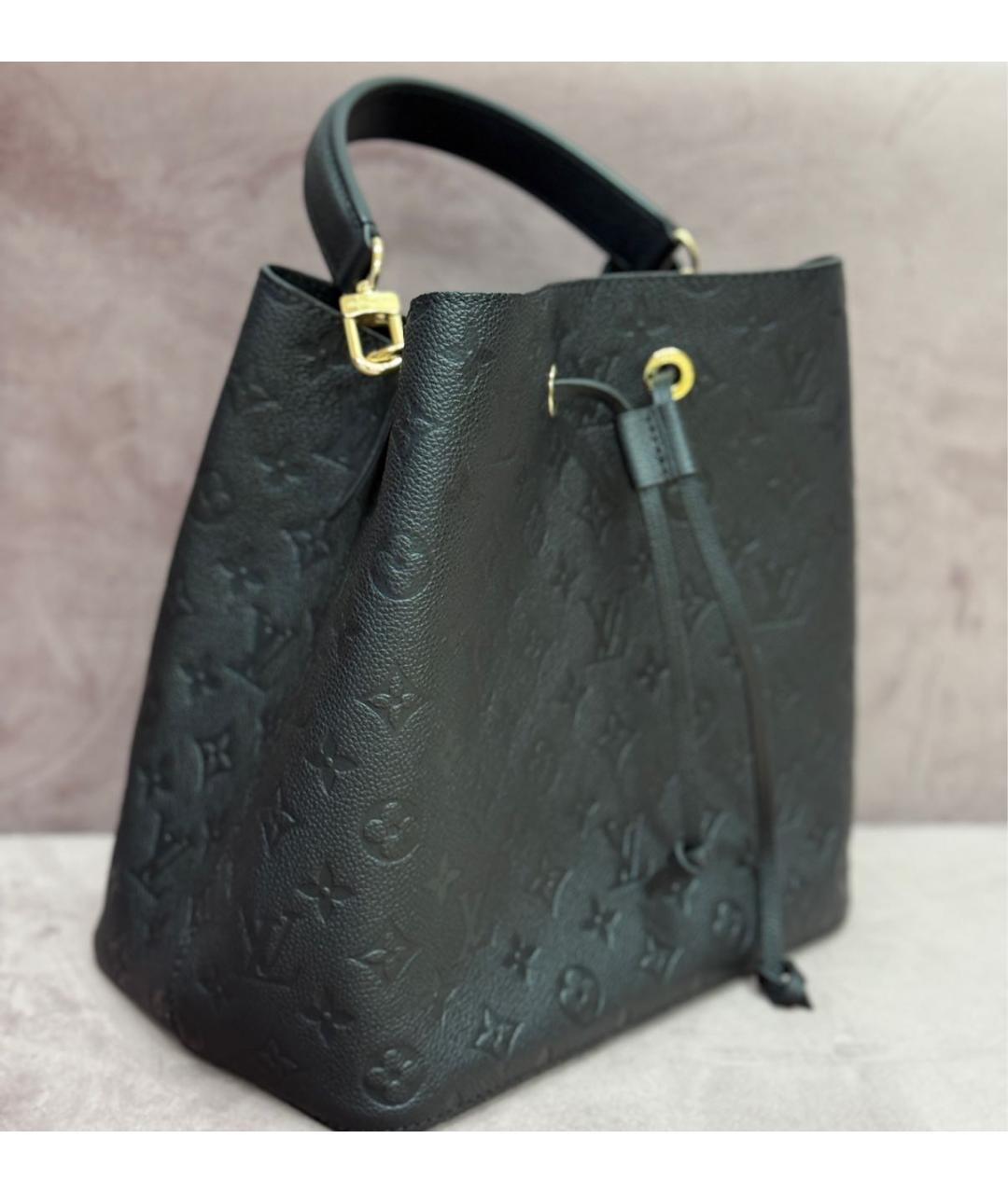 LOUIS VUITTON Черная кожаная сумка тоут, фото 4