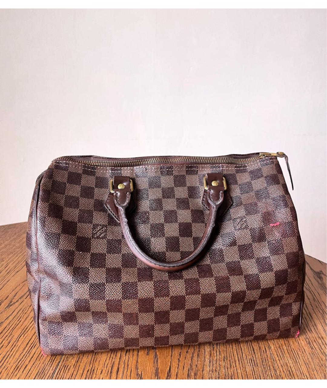 LOUIS VUITTON Коричневая кожаная сумка тоут, фото 3