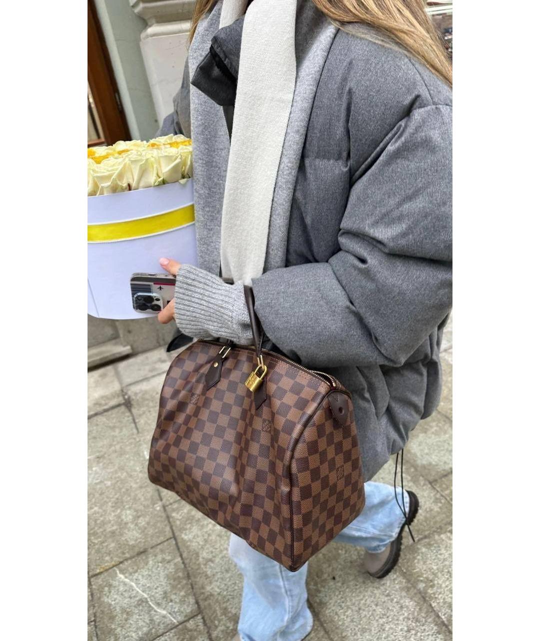 LOUIS VUITTON Коричневая кожаная сумка тоут, фото 8