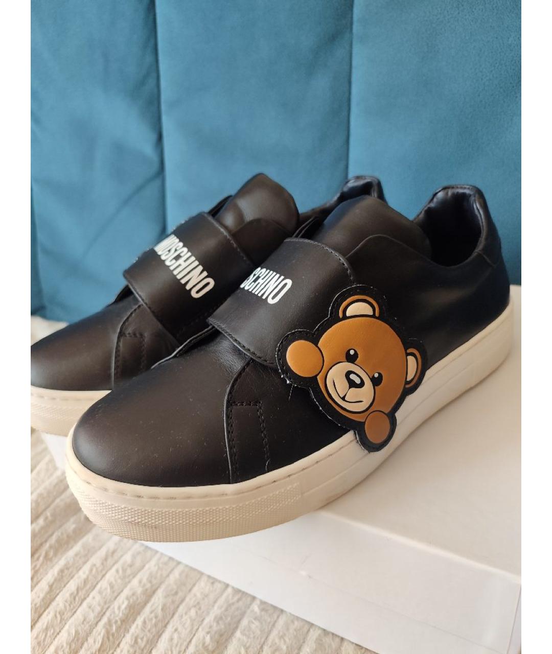 MOSCHINO Черные кожаные кеды, фото 6