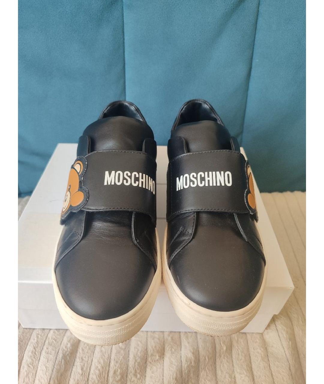 MOSCHINO Черные кожаные кеды, фото 2