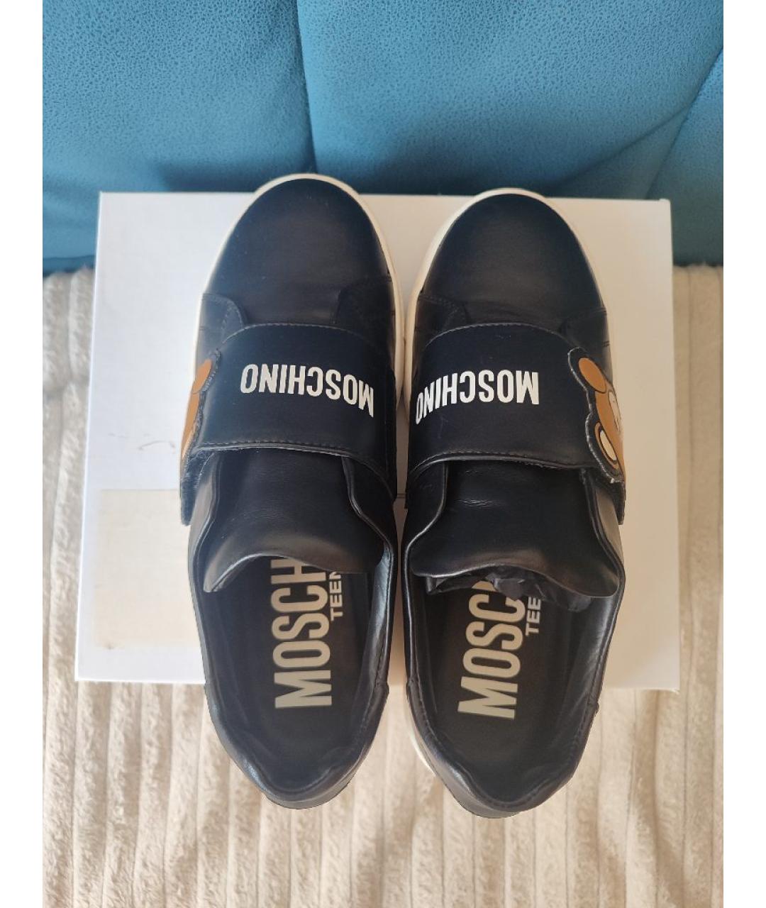 MOSCHINO Черные кожаные кеды, фото 3