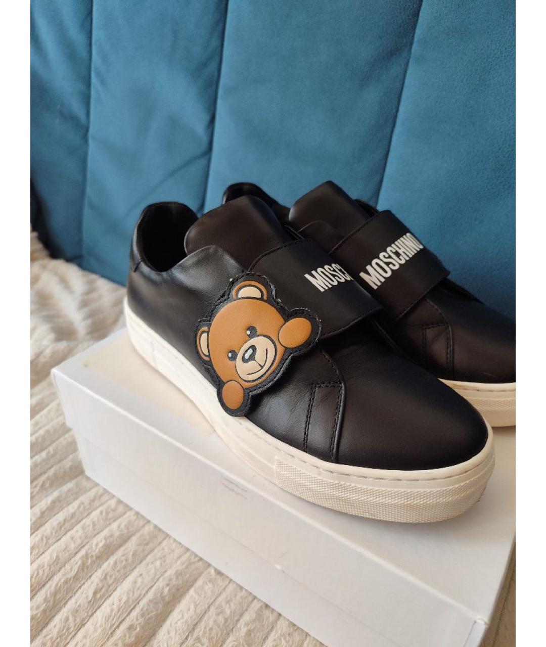 MOSCHINO Черные кожаные кеды, фото 5
