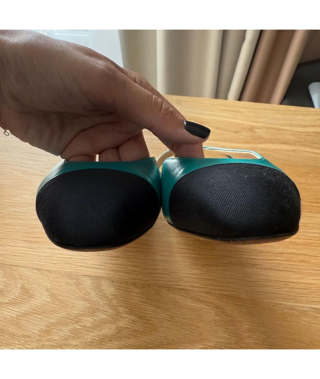 CHANEL Бирюзовые кожаные туфли, фото 5