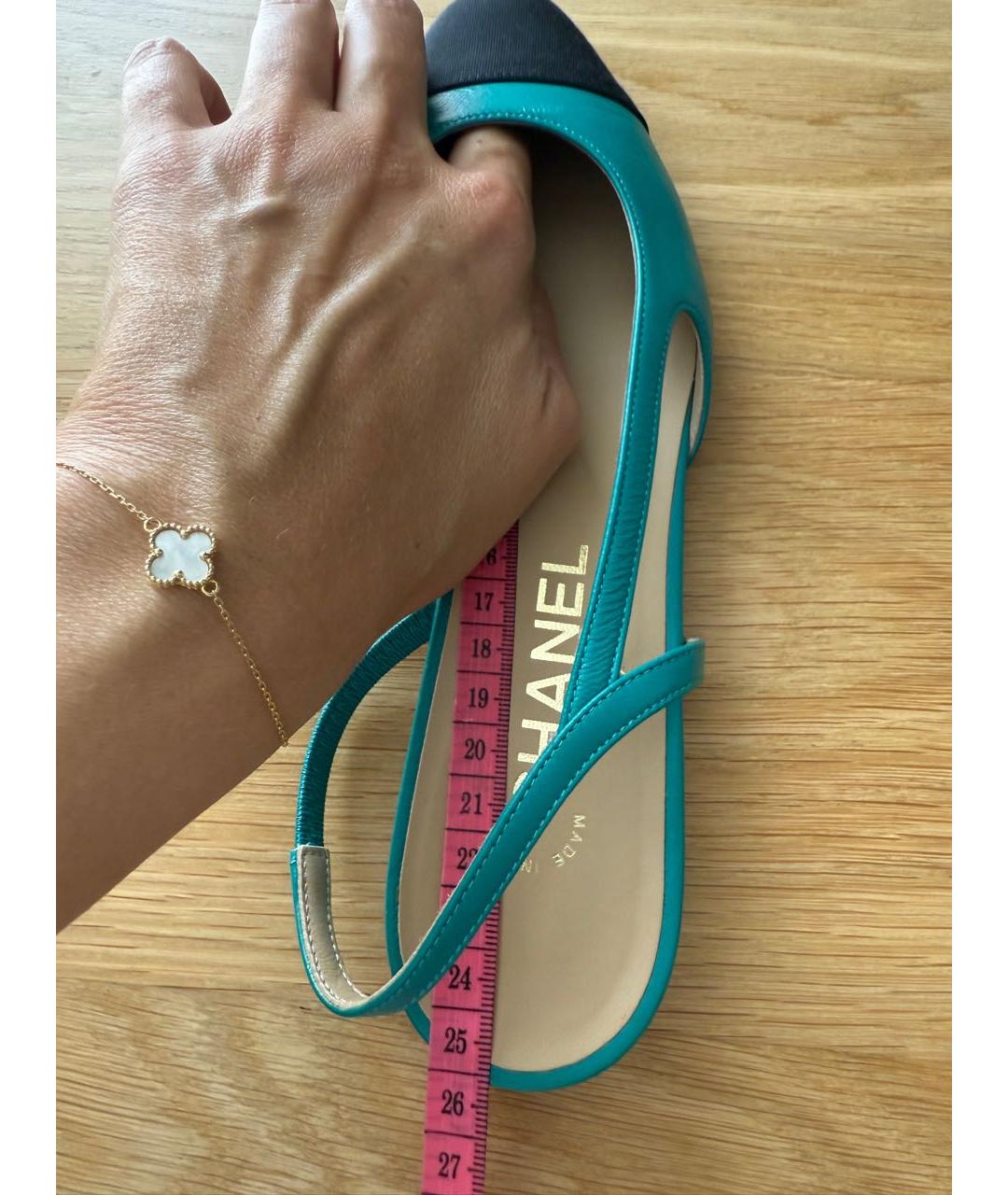 CHANEL Бирюзовые кожаные туфли, фото 7