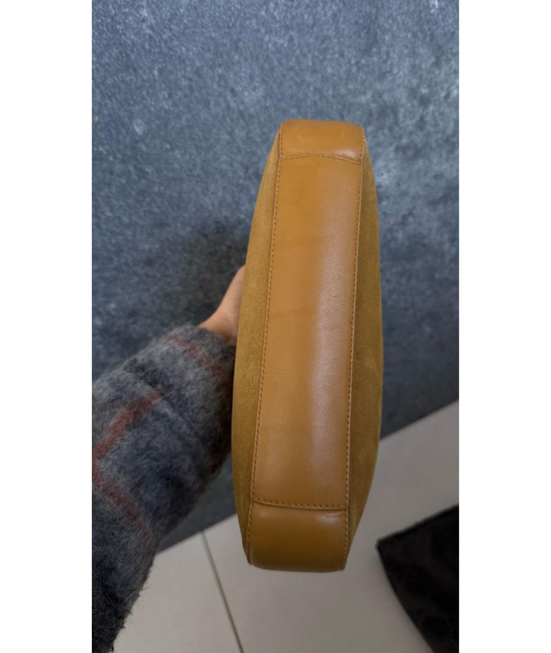 GUCCI Горчичная замшевая сумка с короткими ручками, фото 7