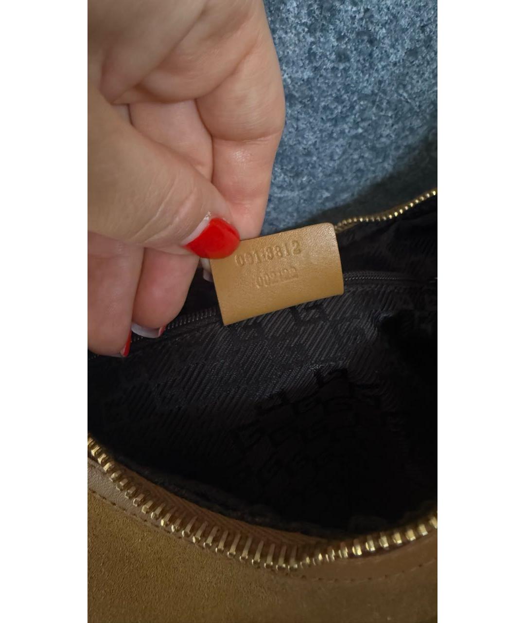 GUCCI Горчичная замшевая сумка с короткими ручками, фото 8