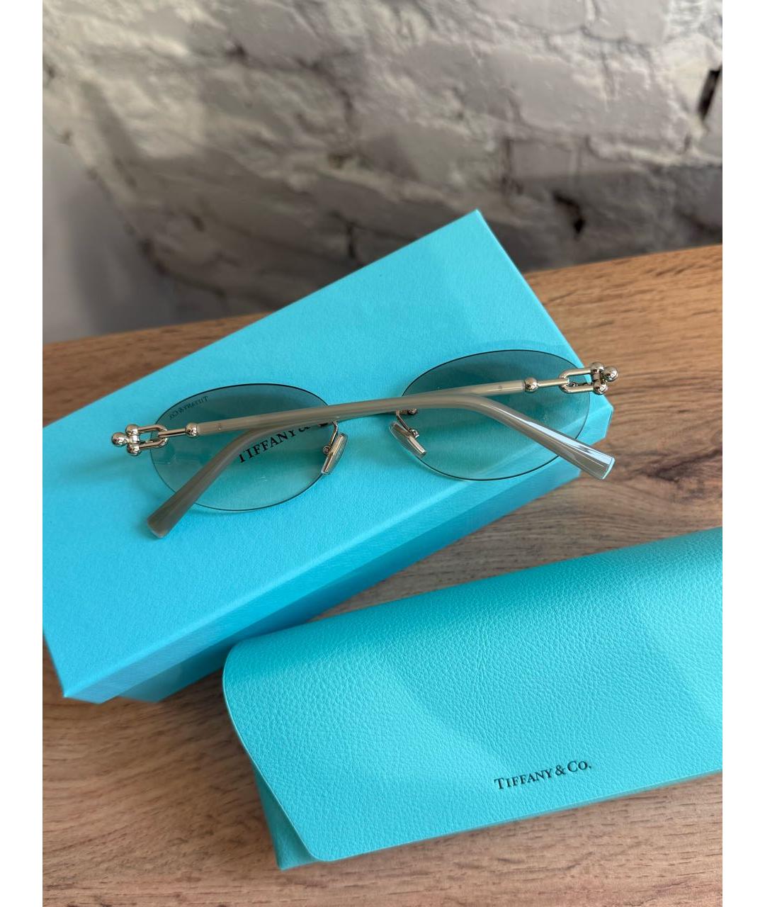 TIFFANY&CO Бежевые металлические солнцезащитные очки, фото 5