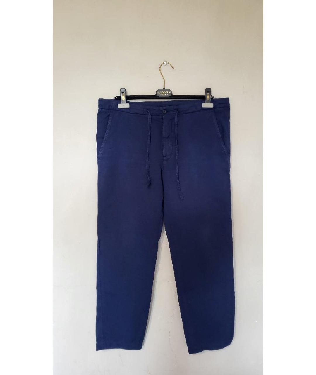 LORO PIANA Синие хлопковые повседневные брюки, фото 5